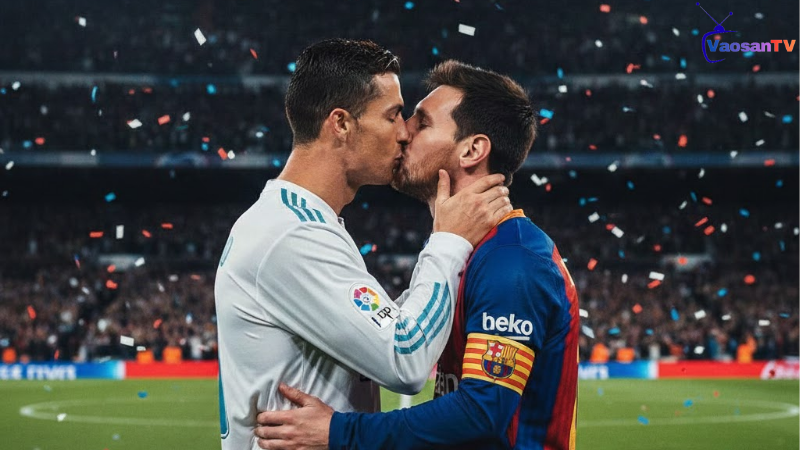 Meme hài hước Ronaldo hôn Messi siêu hot